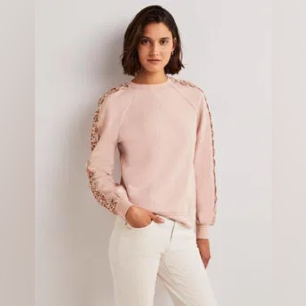 Boden Light Pink Scallop Detail Sweatshirt 2 - Picture 3 of 16